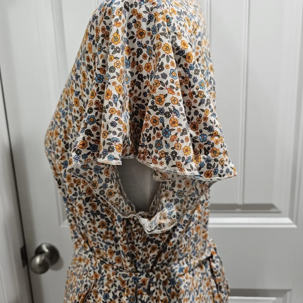 ZESICA Summer Boho Floral Printed Wrap V-Neck Beach Party Flowy Size Small - Picture 12 of 16